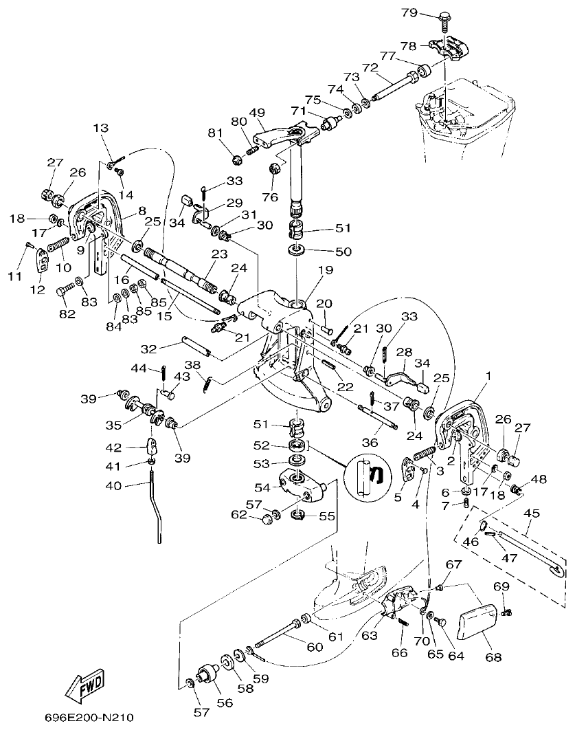 Yamaha E48C, E55C, 55B, E48CMH, E55CMH BRACKET 5 parts diagram